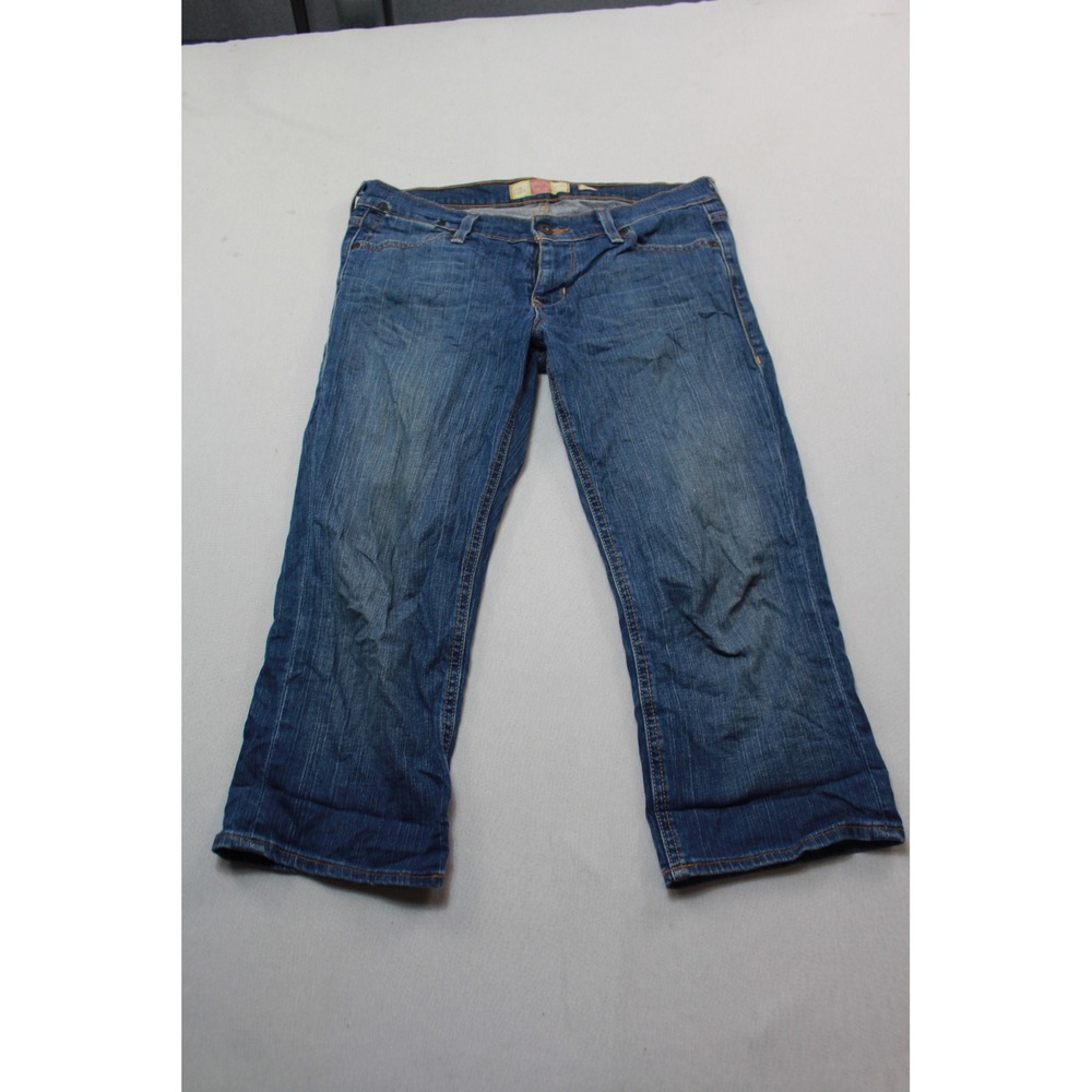 Old Navy City Fit Jeans Womens 30 Blue Excellent Mid Rise Capri Straight Leg